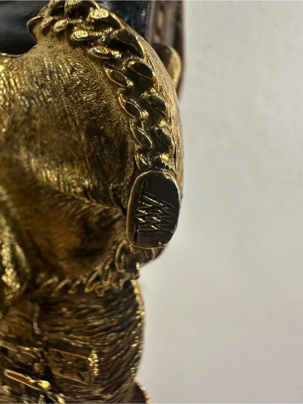 Gold color Animal dog Cluster genuine leather belt size medium by worth